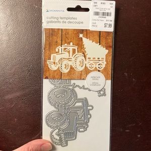 Tractor pulling Christmas tree die cut for crafting
